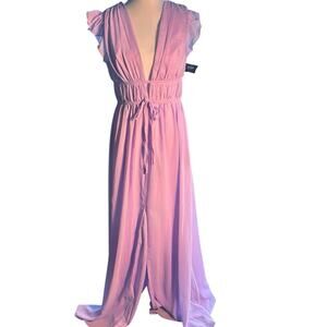 Lulus I'm All Yours Lavender Chiffon NWT Medium Ruffled Romantic Maxi Dress